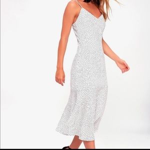Midi White dress with black Swiss dots